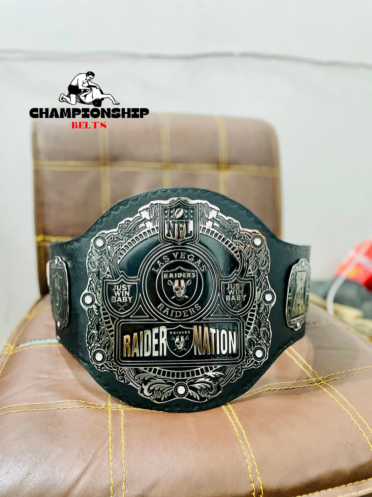 Las Vegas NFL Championship Belt Raiders Heavyweight NFL Title Belt