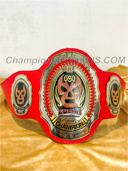 LUCHA Underground Trios Championship Replica Title Belt Red Leather