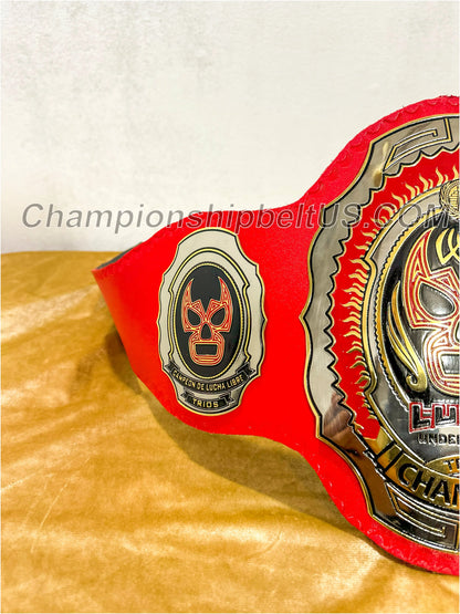 LUCHA Underground Trios Championship Replica Title Belt Red Leather