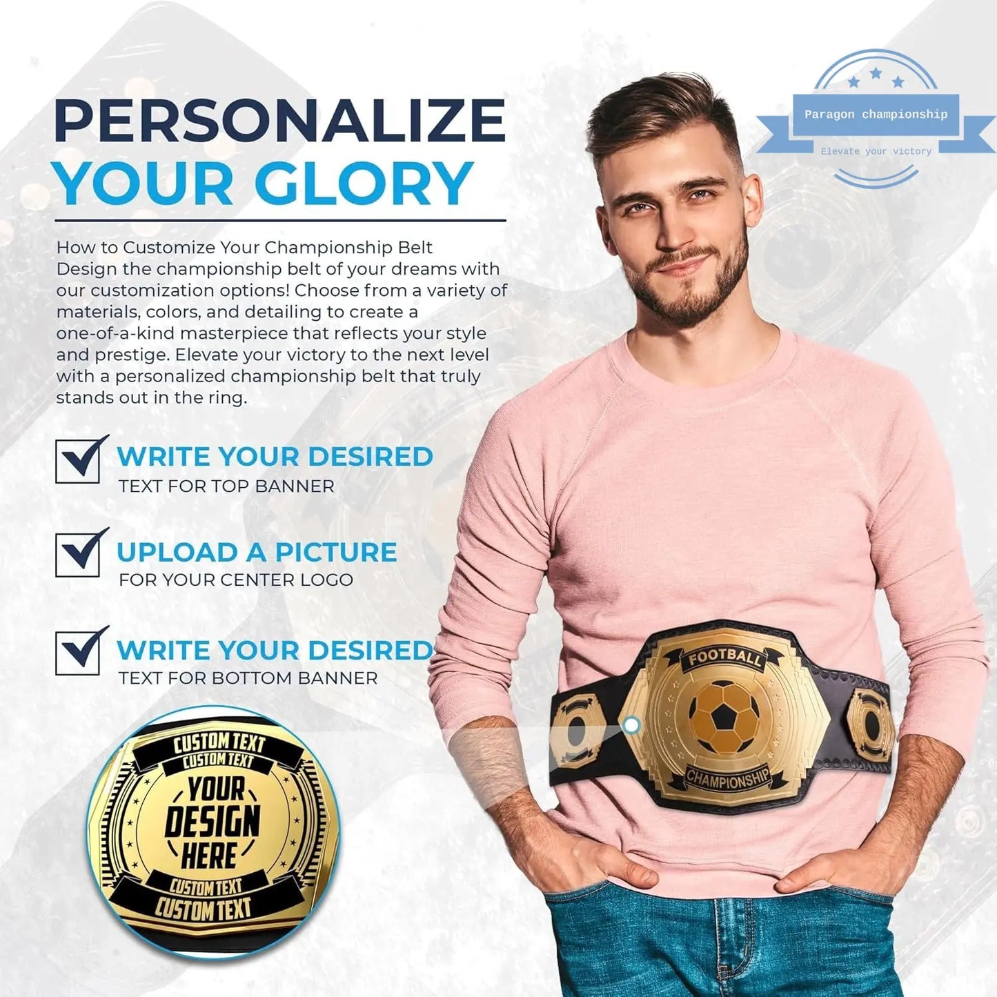 "Design Your Own" 4lb Custom Wrestling Championship Belt ChampionshipBeltUS